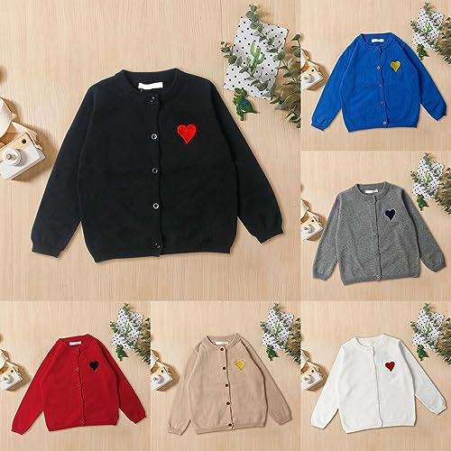 Toddler Girls Boys Button Down Tops Heart Printed Long Sleeve Cardigan Jackets Cute Stylish Outwear for Kids Children2