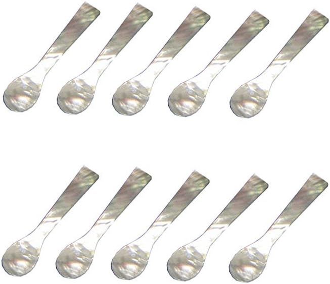 Cosmetic Spoon Mother of Pearl 2.5 Inches Pack of 10 Maquillage Brand