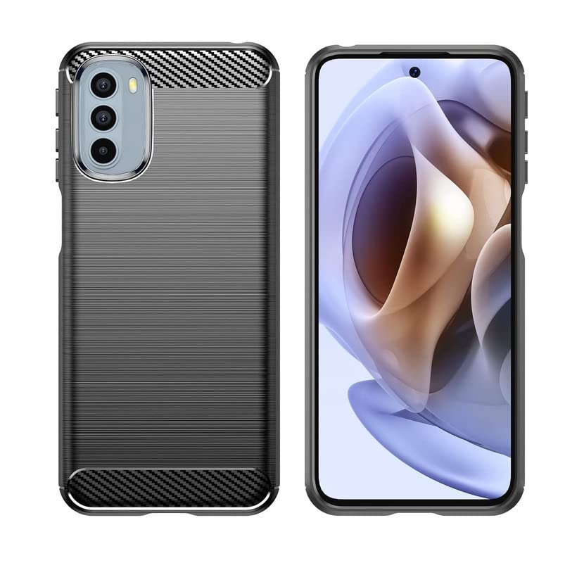 Image of NPRC Hybrid Ultra Slim Protective Case TPU Non-Slip Carbon Fiber Texture Shockproof Case Cover for Moto G31 - Black