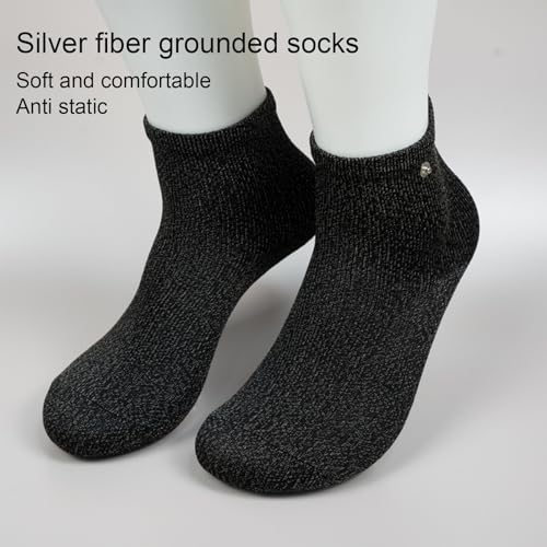 Image of Grounding Socks, Conductive Silver Fiber Socks,Release Static Electricity,Black 1 Pair(Includes 2 Grounding Wire)
