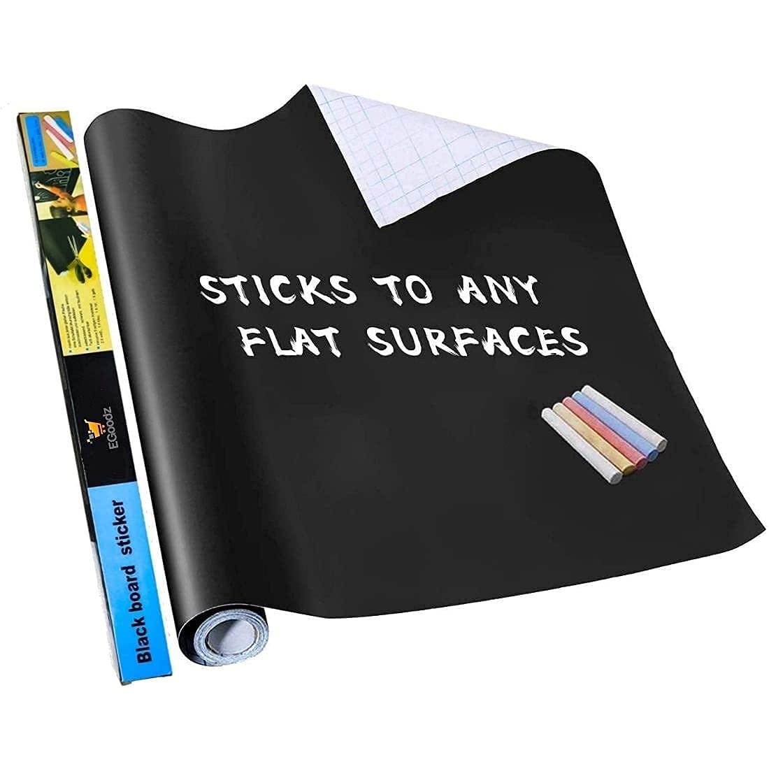 NAITIK CREATIONBlack Board (45x200cm) Wall Sticker Removable Decal Chalkboard with 5 Chalks for Home School Office College Room Kitchen Kids-Polyvinyl Chloride – 1.5 x 6.5 Feet