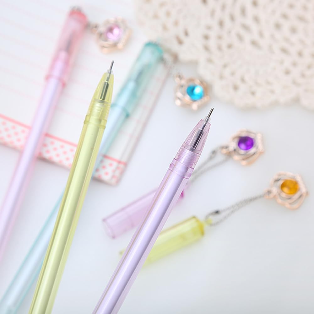 4 pieces of jewel crown pendants gel pen pendants student stationery water-based pen — view 2