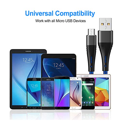 Micro Usb Cable 3Ft Android Phone Charger 2-Pack Premium Nylon Braided Fast Durable Charging Cord For Samsung Galaxy S7 S6 Edge J7 S5,Note 5 4,Lg,Htc,Sony,Xbox One, Ps4,Kindle,Mp3,Tablet(Blue) #TOP6