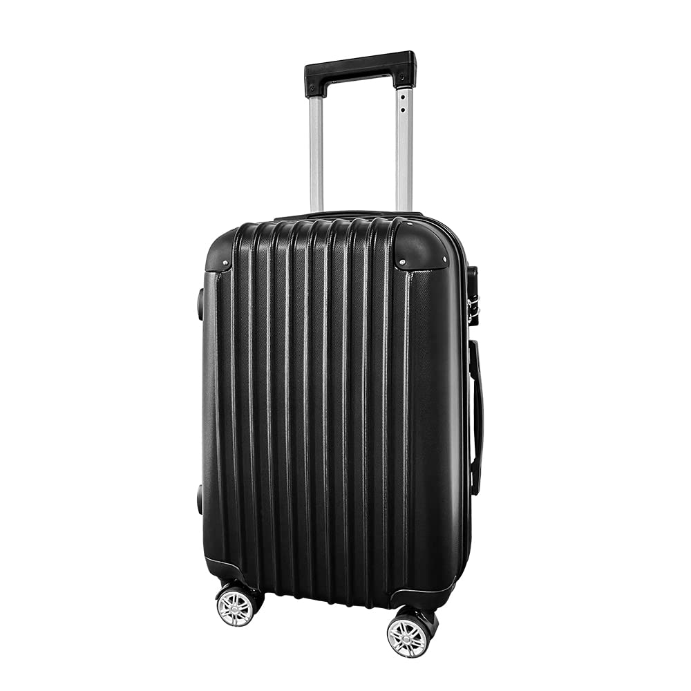 28" Modern Design Hard Shell Cabin ABS Suitcase 4 Wheel Luggage Trolley Case Lightweight (Style2-Black, 28" Large)