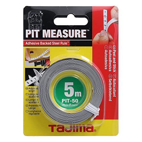 Tajima PIT50 Pit Measure Mètre à ruban 5 m/13 mm adhésif, Blanc
