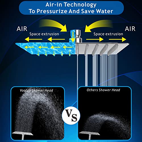 Voolan Stainless Steel Rainfall Shower Head with Extension Arm - Image 5