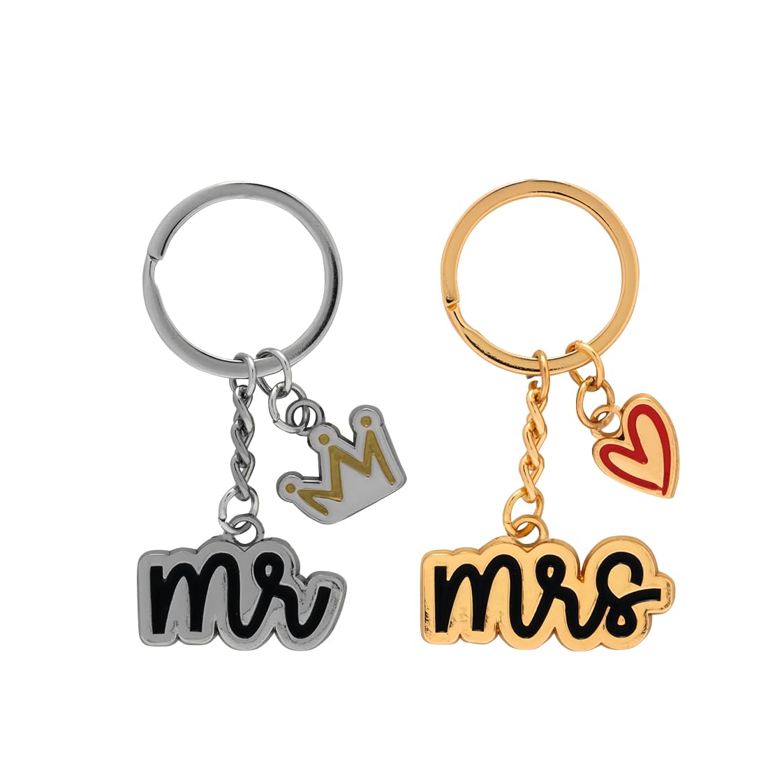 GRUSS & CO Mr & Mrs Couple Keyring Gift Set with 2 Figural Pendants on Gift Card Wedding Gift for Couples for Two 71074, multicoloured, Länge 7 cm