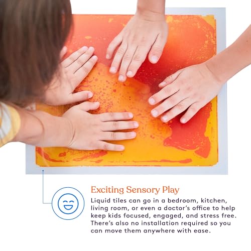 Special Supplies Square Floor Liquid Tiles for Kids, Set of 9, Colorful Early Learning Sensory Activity Mats for Toddlers and Children, Anti-Slip Backing for Active Play, Dance, and Games