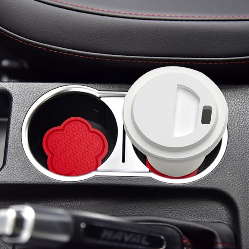 4 piezas porta vasos para carro con diseño floral rojo miniatura 3