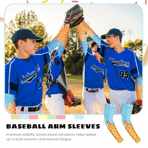 Ice Cream Baseball Arm Sleeves Cone Compression Arm Sleeves for Adult Sport Baseball Football 6