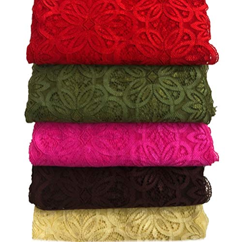 5 Yards Width 7 Inch Vintage Oval Pattern Stretch Lace Trim Fabric Elastic Lace Flowers Ribbon For Garment Craft Embellishment Wedding Garters Baby Shower Table Decorations (Chocolate) #TOP1