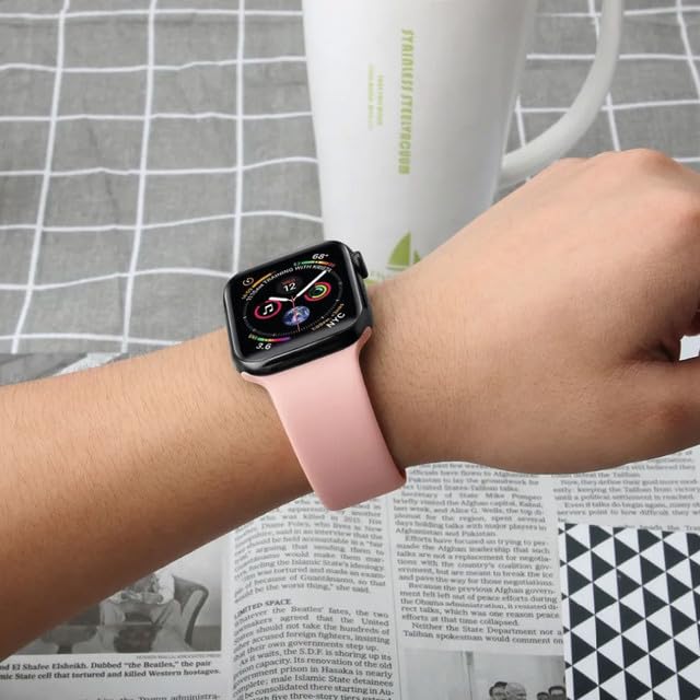 Bracelet Apple Watch design minimaliste nylon noir 44mm - 4