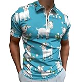 Photo Gallery funny goat - polo da uomo con colletto a quarto e zip, a maniche corte, slim fit, da golf, stile:, xl Photo Gallery funny goat - polo da uomo con colletto a quarto e zip, a maniche corte, slim fit, da golf, stile:, xl