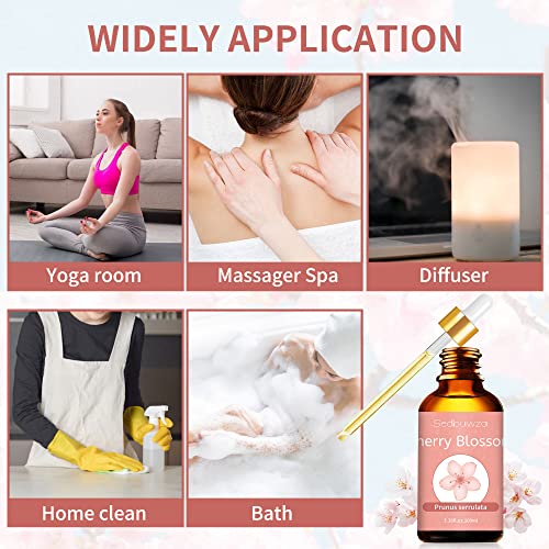 Sedbuwza Cherry Blossom Essential Oil, 3.38 Fl Oz Cherry Blossom Oil 100% Pure Natural Cherry Blossom Fragrance Oil For Massage Diffuser Humidifier Candle Soap Aromatherapy Making #TOP4