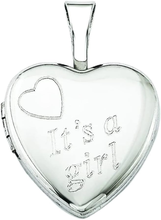 Lockets Sterling Silver It's A Girl 12mm Heart QLS525 Sterling Silver It's A Girl 12mm Heart