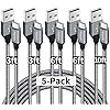 etguuds Paquete de 5 cables USB A a USB C (3/3/6/6/10 pies), cable de carga rápida tipo C para iPhone 17 16 15 Pro Max Plus Air, Samsung Galaxy S25 S24 S23 S22 S21 S20 A56 A17 A16, Pixel, Moto G, gris