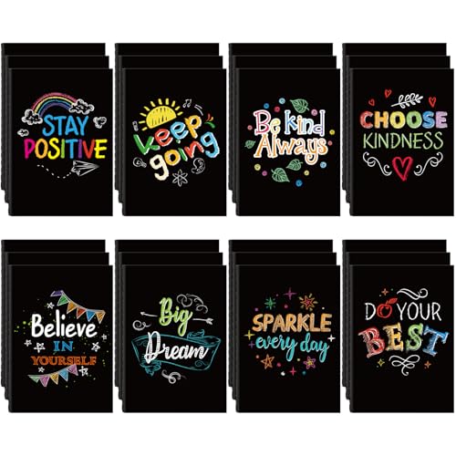 Image of Jetec 24 Pcs Back to School Inspirational Mini Notebooks Bulk | Kindness Pocket Notepads Motivational Quote Chalkboard Small Journals Gifts for Thank You Employee Teacher Volunteer