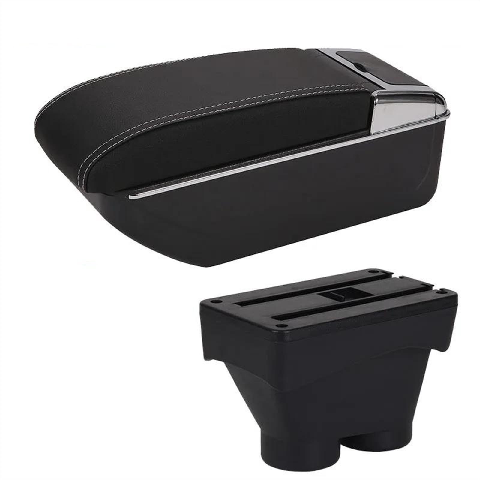 NMJLQW Storage Rack Car Interior Parts Modification Accessories For 208 2012-2018 Car Center Console Storage Box(D3 Black white NoUSB)