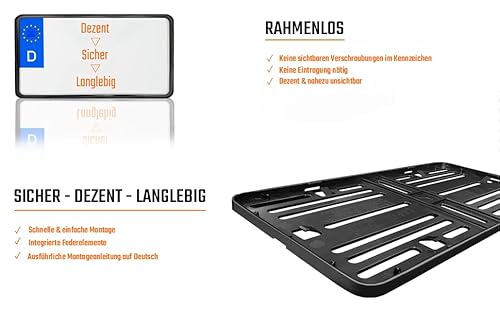 Kennzeichenhalter 240x130 Leichtkraftrad Motorrad Nummernschildhalterung Traktor 240 x 130 Rahmenlos Kennzeichenhalterung Kennzeichenverstärker Anhänger Kennzeichen Halter mit Befestigungsmaterial