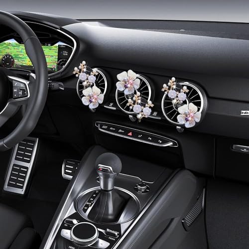 Image of 6 Pcs Bling Flower Air Vent Clips, Cute Daisy Cars Air Fresheners Vents Clips Car Diffuser Rhinestone Car sInterior Decoration Charm Diamond Cars Decor Bling Car Accessories for Women Girls
