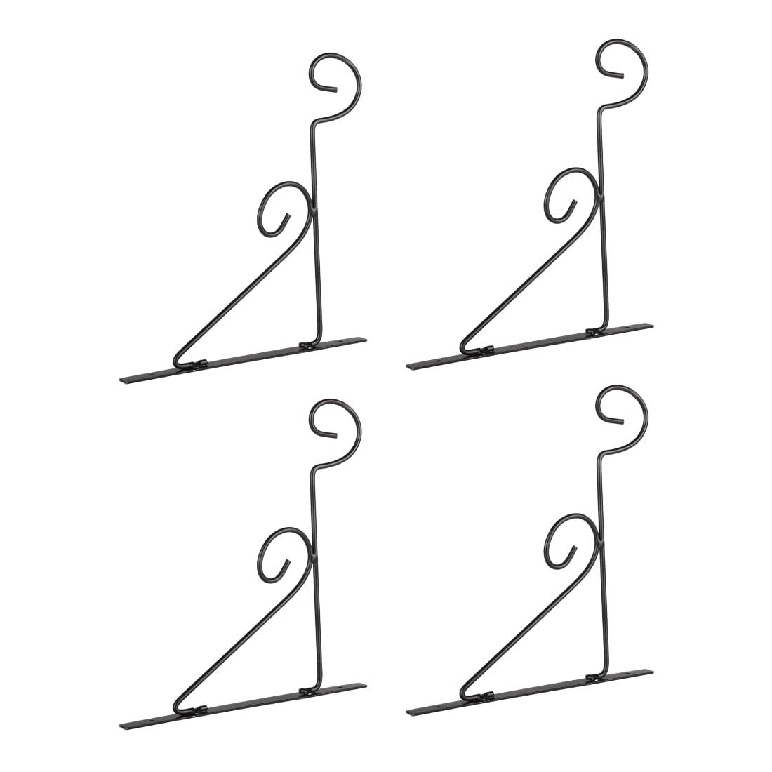 DEKORNEST Black Iron Hanger Hand Forged Hook Hangers Hanging Wall Bracket for Lantern Planter Bird Feeders Coat Indoor Outdoor Rustic Home Decor (Pack of 4)