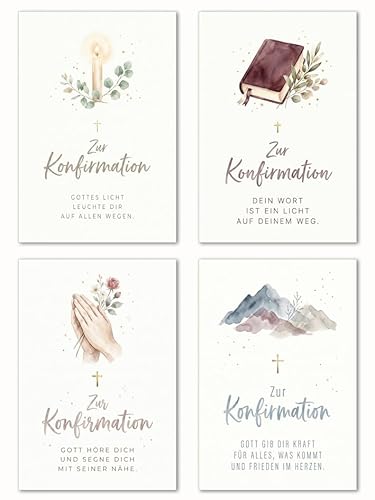 Edition Seidel Set 12 Glückwunschkarten zur Konfirmation mit Umschlag. Konfirmationskarten Grusskarten Karten Doppelkarten Klappkarten Spruch Sprüche für Kinder Jugendliche (SW026)