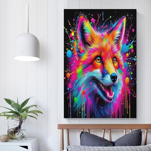 Art déco renard impression sur toile peinture salon 50x75 - 5