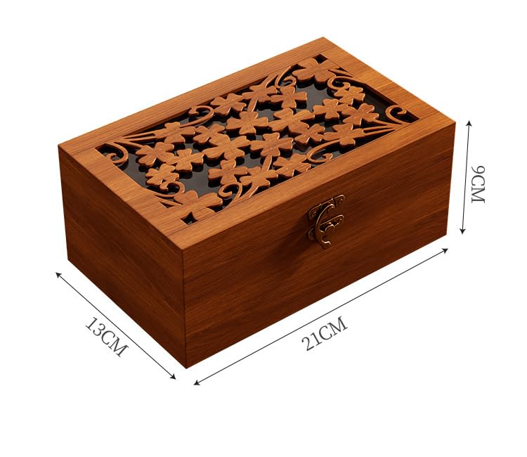 Drewniany kosz do szycia, Drewniana skrzynka na przybory do szycia 21x13x9cm Przenośna rozszerzalna przegroda Wielokolorowa paczka 8 sztuk(Style-d)