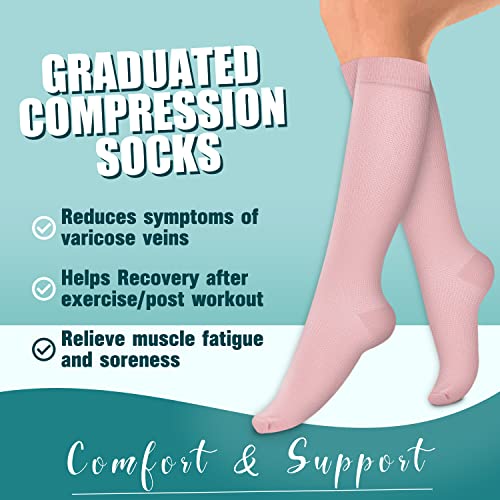 Image of Laite Hebe 4 Pairs-Compression Socks for Women&Men Circulation-Best Support for Nurses,Running,Athletic