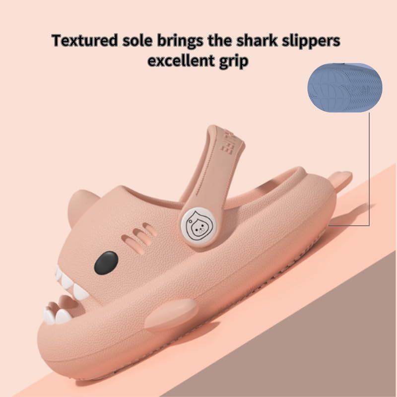 allgala Shark Slides Slippers with Backtrap Non-Slip Novelty Open Toe Sandals for Boys Girl Indoor & Outdoor Comfy Cushioned Thick Sole Cute Cartoon Shower Cloud Slippers Beach Pool Shoes4