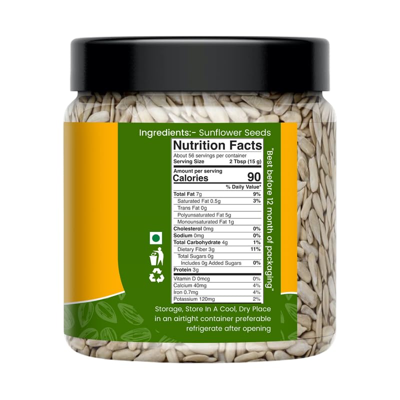 Image of DRY AMRIT Raw Sunflower Seeds 1 kg | Rich in Protein, Fiber, Vitamins and Antioxidants | Organic Sunflower Seeds for Eating | Surajmukhi Beej | Jar Pack