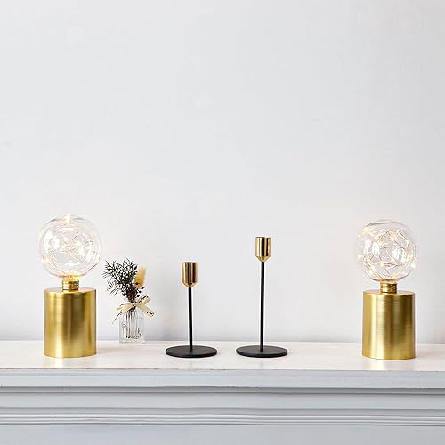 Miniatura 5 de JHY DESIGN Juego de 2 lámparas de mesa doradas, funciona con pilas, 8 pulgadas de alto, inalámbrica, funciona con pilas, ideal para sala de estar,