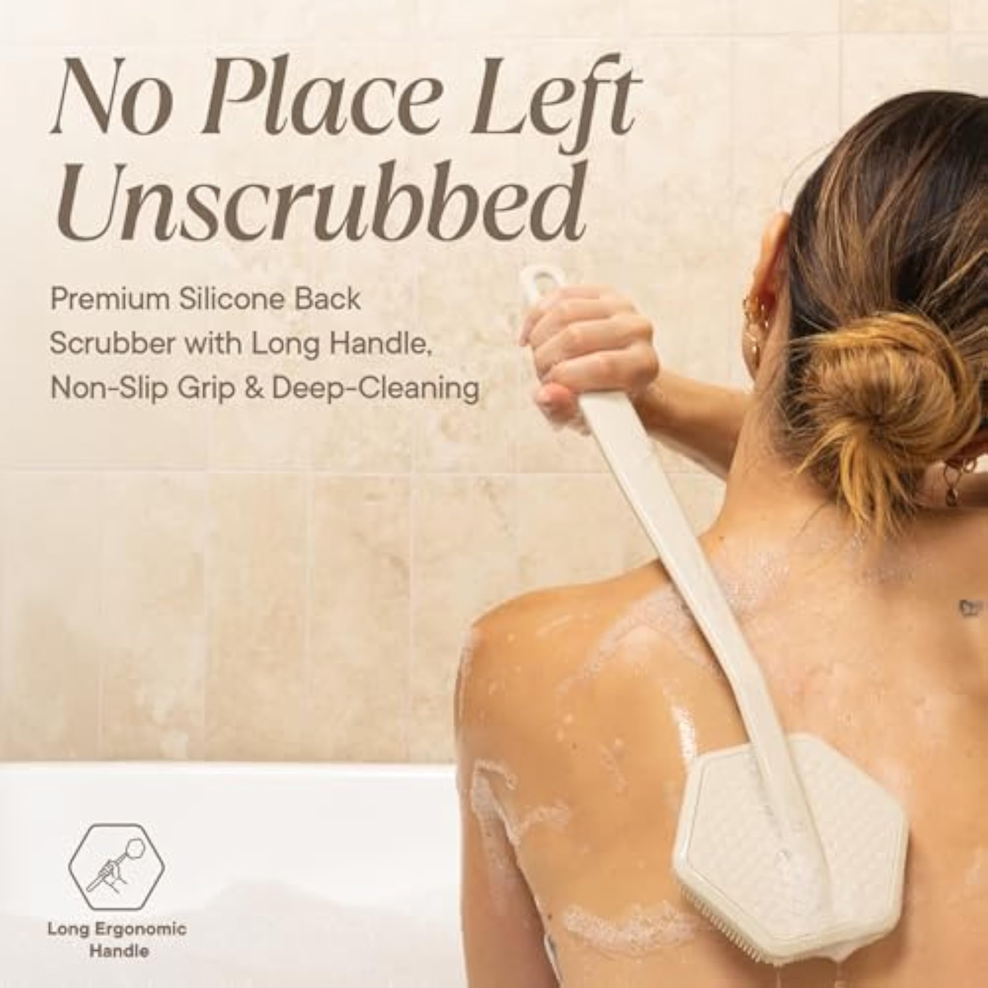 Silicone Back Scrubber with Hook for Exfoliating