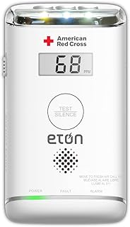 American Red Cross by Eton Carbon Monoxide Detector with10-Year Battery, Digital Display, LED Status Indicator, Emergency LED Flashlight and Energizer Batteries. Plug-in with Battery Back-up