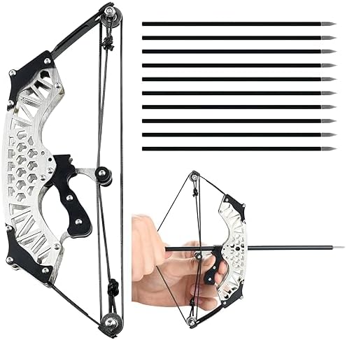 SQLWYLAT 7.3″ Mini Bow and Arrow Mini Compound Bow Hunting Games Pocket Bow with Arrows for Hunting Shooting Practice Archery Entertainment Fun SQLWYLAT 7.3″ Mini Bow and Arrow Mini Compound Bow Hunting Games Pocket Bow with Arrows for Hunting Shooting Practice Archery Entertainment Fun