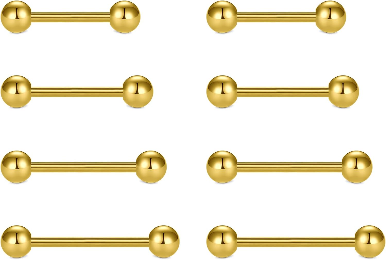 MODRSA 14g 16g Nipple Rings Tongue Rings 14 Gauge Surgical Steel Nipple Bar Barbell 14mm 16mm 18mm Silver Rose Gold Black Tongue Piercing Jewelry for Women Men