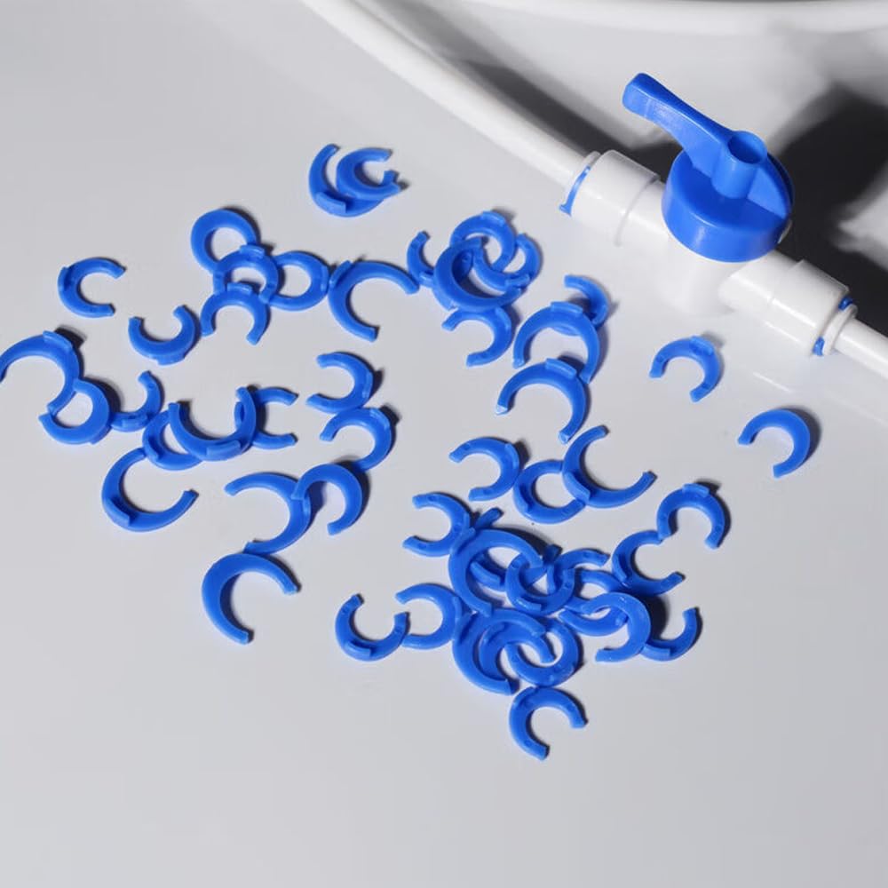 100 Stück 1/4 Zoll 3/8 Zoll Verriegelungs-Clips, Schnellverbindungsklemmen für RO Umkehrosmose-Wasserfilter-Armaturen (1/4 Zoll und 3/8 Zoll)