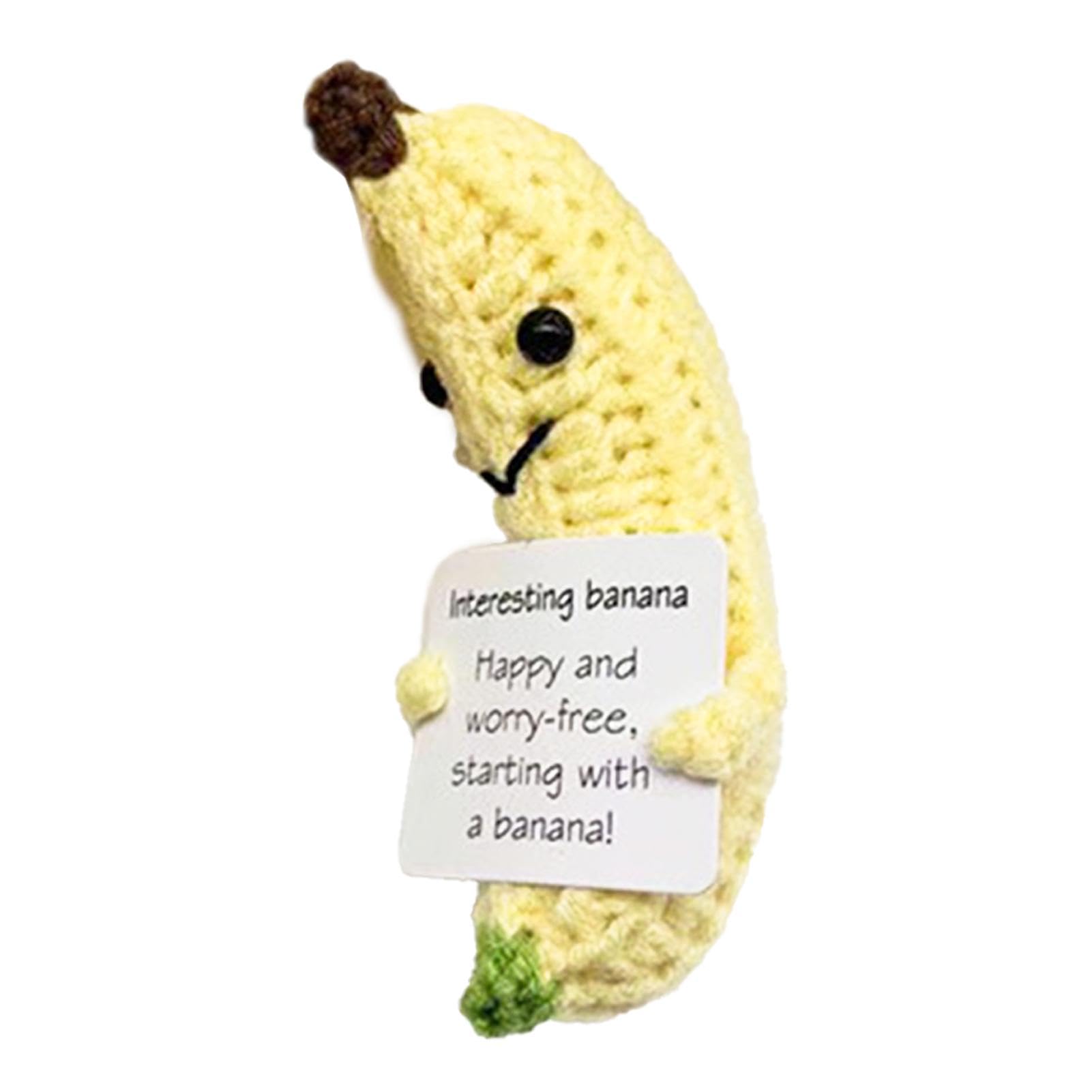 Positive Crochet - Banana Crochet Toy | 7cm Cheer up Crochet Toy, Cute Crochet Doll Banana Plush Encouragement for Home Studio Decor
