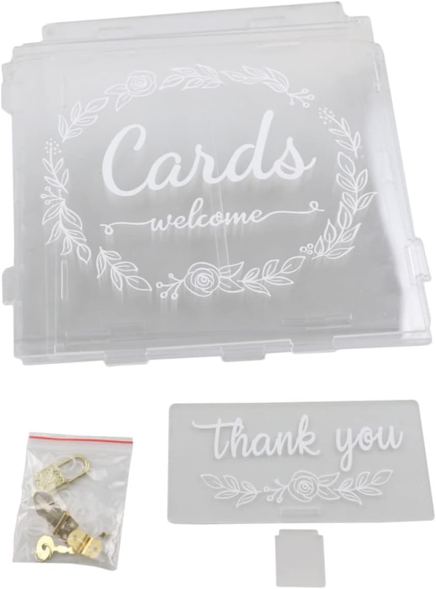 Acrylic Wedding Card Box with Lock Envelop Holder for Present Cards Money and Decorative Storage for Weddings Bridal Showers and Special Events