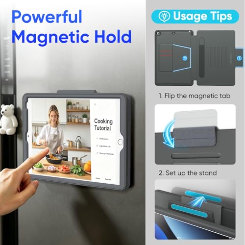 Image of SEYMAC stock Case for iPad 9th /8th /7th Generation 10.2'', Full-Body Drop Protection,[Stitched Slim Pencil Sleeve],Strong Magnetic Auto Sleep Case, Absorbing Multi-Angles Stand, Card Slot- Gray