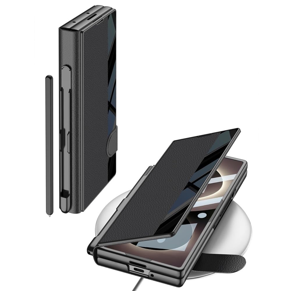 Custodia compatibile con Samsung Z Fold 8 Ultra con portapenne e stilo (nero1)