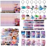 Party Mitgebsel Kindergeburtstag, 114 Pcs Hun-tri-x Kindergeburtstag Gastgeschenke mit Schlüsselanhängern, Dem0n Aufkleber, Slap-Armbändern, Geburtstagstüten & Notizblöcke für Hun-ters Anime-Fans