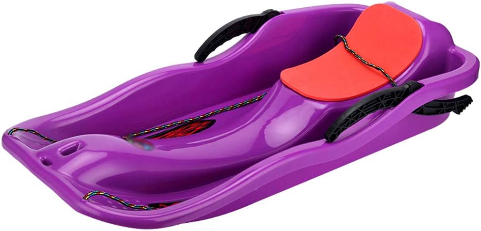 Plastic Snow Sleds, Downhill Snowboard for Kids and Adult | 34" Winter Snow Slider Toboggan with Brakes Pull Ropes for Outdoor Grass Dune Game