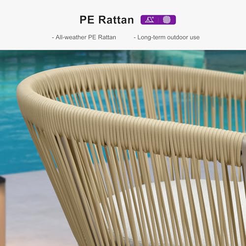 Image of PURPLE LEAF Outdoor Height Bar Stools Set of 2 with Cushion, Champagne