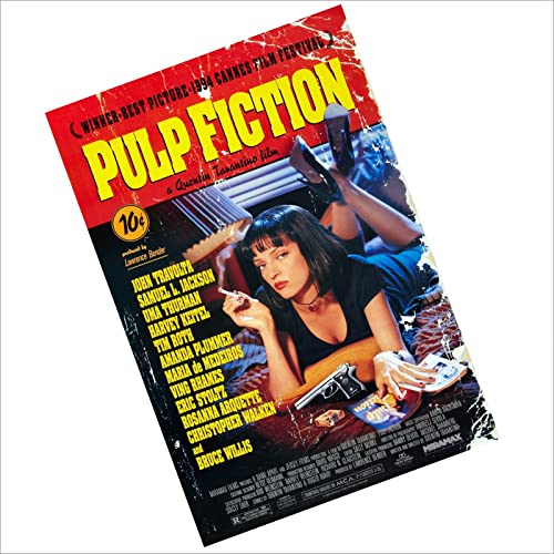 METAL Pulp Fiction Movie Poster Aluminium Sign Door Plaque Cinema Room Wall Art Film Man Cave 150mm x 100mm