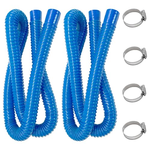 Manguera de Bomba de Piscina 32mm Azul, Kit con 2 Mangueras PE y 4 Abrazaderas de Acero, Compatible con Bombas 300/330/530/1000 GPH para Piscinas
