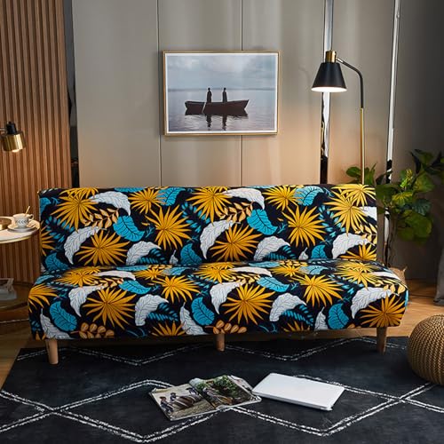SUIOKPO Universel Housse Canapé Extensible sans Accoudoir, 3 Places Housse De Canape Clic Clac Spandex Imprimé Imperméable Antidérapant Housse Protection...