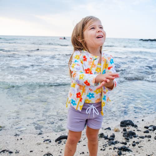 SwimZip Girls' 3 Pc Swim Set w/Long Sleeve Rash Guard, Tankini & Shorts UPF 50+2