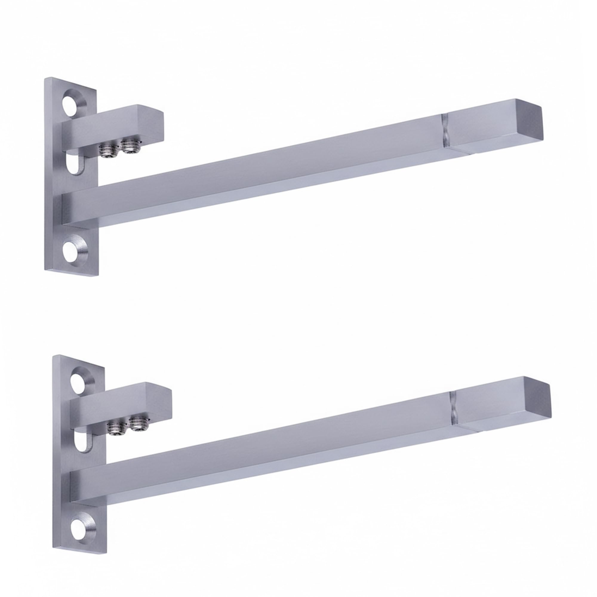 Atlantic Adjustable Stainless Steel F Type Glass Shelf Bracket 10 inch (Stainless Steel Silver, Matt Finish Adjustable 6/8/10/12 mm Pack of 2 Piece)