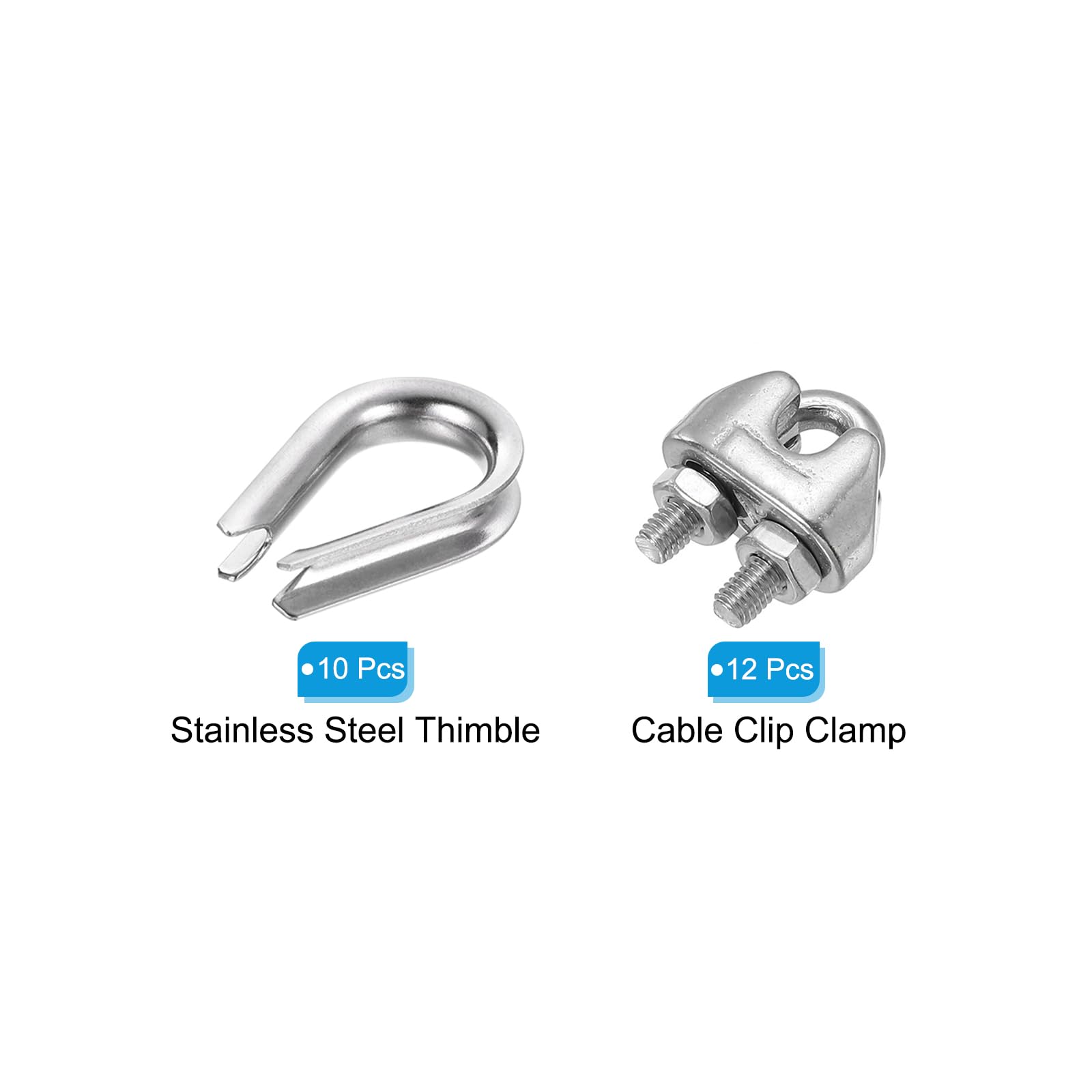 PATIKIL Set Di Morsetti Per Cavo In Acciaio Inox 304 A Foro